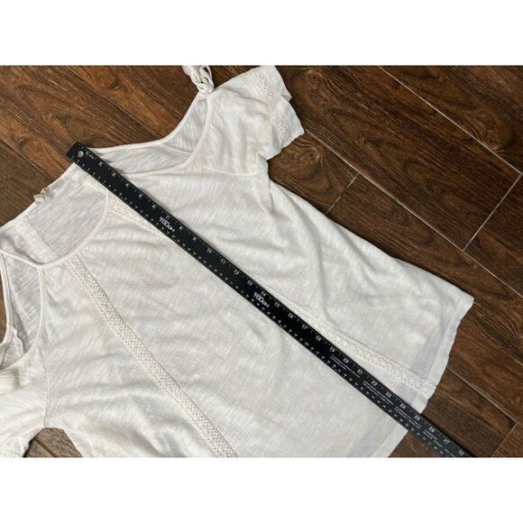 WOMENS ROXY OFF WHITE BOHO COLD SHOULDER FLOWY KNIT SHORT SLEEVE TOP BLOUSE SZ S - Picture 12 of 12